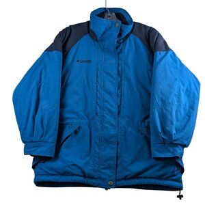 Columbia Womens Medium Blue Black Heavyweight Winter Jacket Lined Full Zip Coat